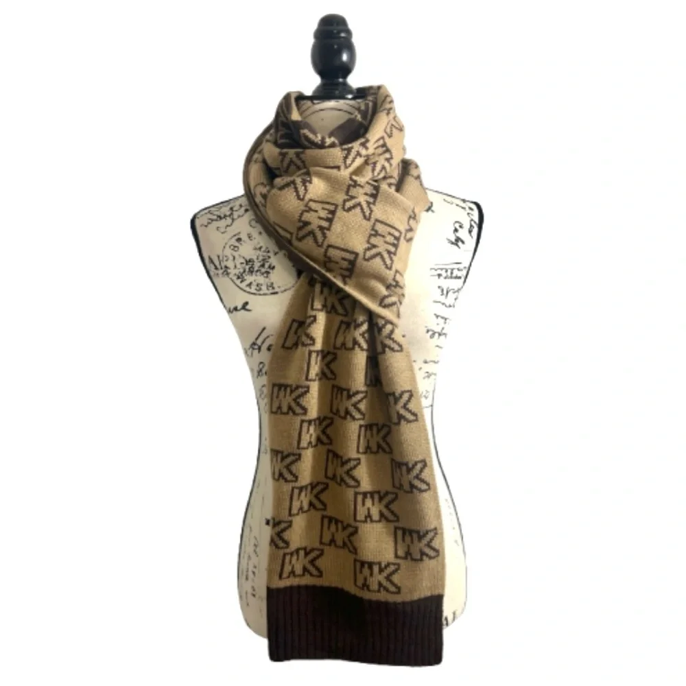 Michael‎ Kors  Chic Monogram Brown and Tan  Logo Long Scarf